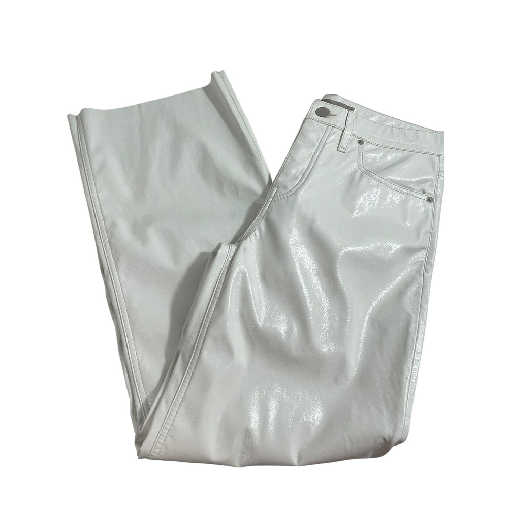 HUDSON Rosie High Rise Patent Egret Faux Leather Cropped Wide‎ Leg Pants Size 27 - Picture 13 of 13